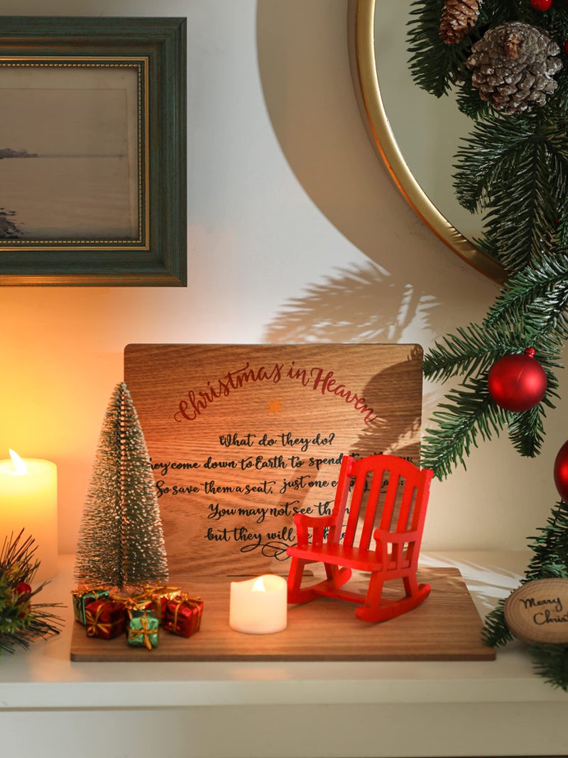 NEWLIGHTURE Christmas in Heaven Decoration Christmas Memorial Candle Holders Rocking Chair Ornament Save A Seat Memorial Gift - Image 5